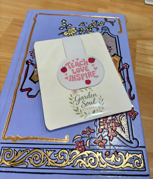 Teach Love Inspire pink & apples Bookmark